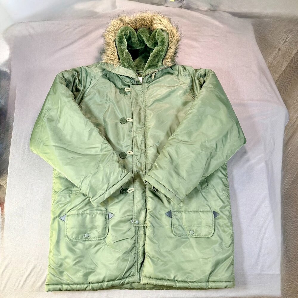 Rothco Men's L Moss Green Technical Parka Jacket‎ Sherpa Lined Hooded Korea